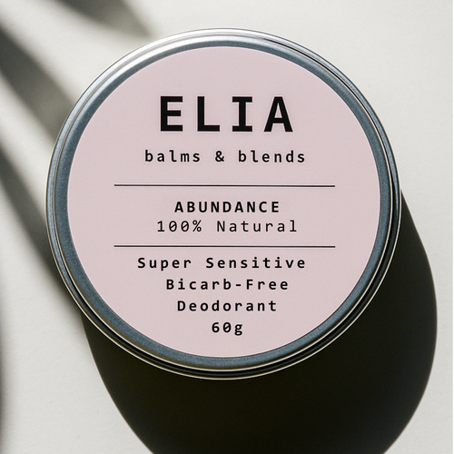 Abundance Deodorant by ELIA, natural bicarb-free deodorant for sensitive skin with lavender and mandarin scent, 60g tin