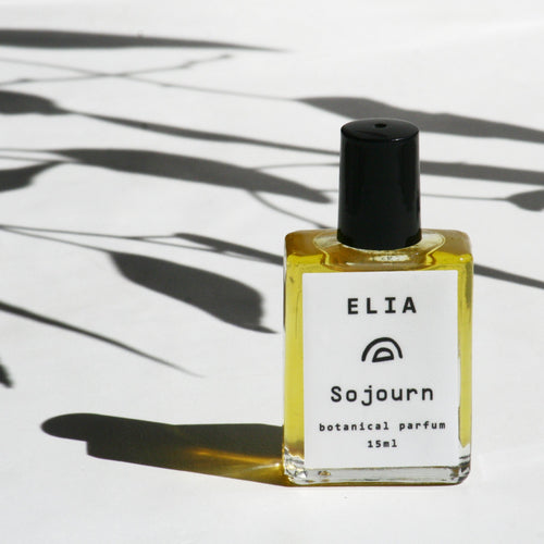 Sojourn Botanical Natural Parfum 15ml glass roller bottle with lid on. Natural Perfume.